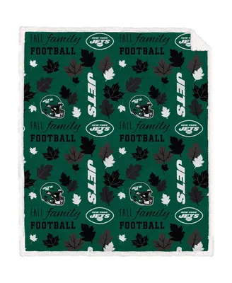 Pegasus Home Fashions New York Jets 60" x 70" Fall, Family and Football Flannel Fleece Sherpa Blanket