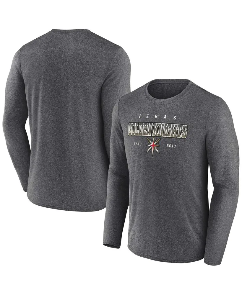 Men's Fanatics Heather Charcoal Vegas Golden Knights Long Sleeve T-shirt