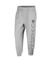 Women's '47 Brand Gray Distressed Las Vegas Raiders Double Pro Harper Jogger Sweatpants