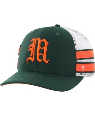 Men's '47 Brand Green Distressed Miami Hurricanes Straight Eight Adjustable Trucker Hat