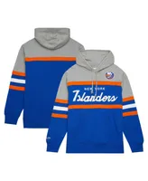 Men's Mitchell & Ness Royal, Gray New York Islanders Head Coach Pullover Hoodie