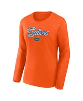 Women's Fanatics Orange Florida Gators Double Team Script Long Sleeve T-shirt