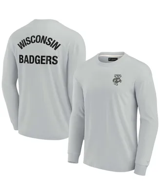 Men's and Women's Fanatics Signature Gray Wisconsin Badgers Super Soft Long Sleeve T-shirt