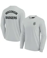 Men's and Women's Fanatics Signature Gray Wisconsin Badgers Super Soft Long Sleeve T-shirt