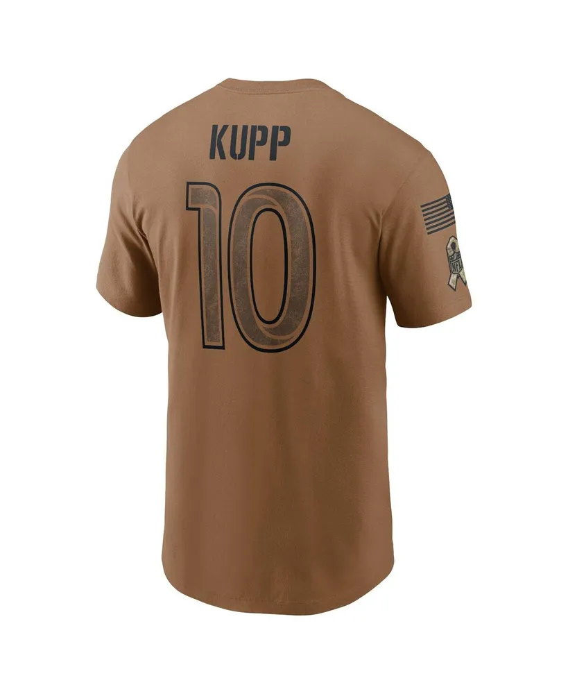 Men's Nike Cooper Kupp Brown Distressed Los Angeles Rams 2023 Salute To Service Name and Number T-shirt