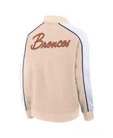 Women's Fanatics Tan Denver Broncos Lounge Full-Snap Varsity Jacket