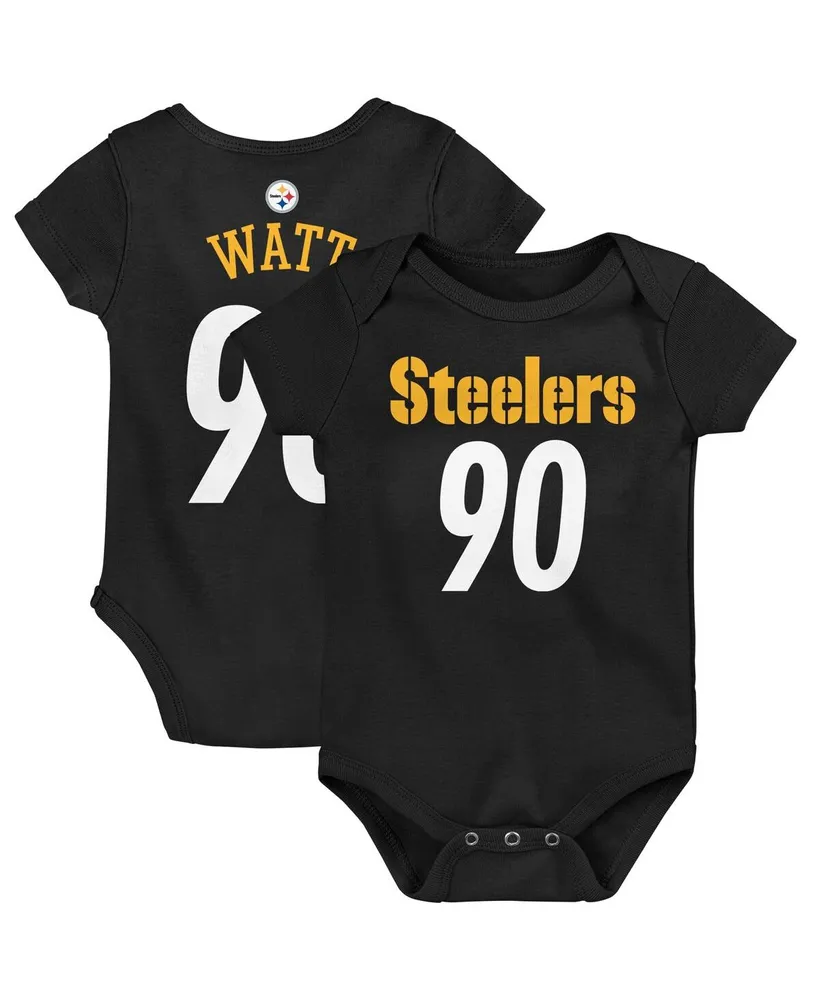 Newborn and Infant Boys and Girls T.j. Watt Black Pittsburgh Steelers Mainliner Player Name and Number Bodysuit