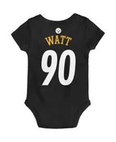 Newborn and Infant Boys Girls T.j. Watt Black Pittsburgh Steelers Mainliner Player Name Number Bodysuit