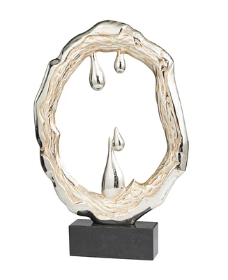 Rosemary Lane Aluminum Abstract Metallic Melting Drip Collection Sculpture with Marble Base