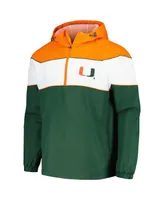 Men's G-iii Sports by Carl Banks Green Miami Hurricanes Center Line Half-Zip Raglan Hoodie Jacket
