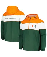 Men's G-iii Sports by Carl Banks Green Miami Hurricanes Center Line Half-Zip Raglan Hoodie Jacket