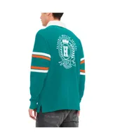 Men's Tommy Hilfiger Aqua Miami Dolphins Cory Varsity Rugby Long Sleeve T-shirt