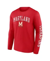 Men's Fanatics Red Maryland Terrapins Distressed Arch Over Logo Long Sleeve T-shirt