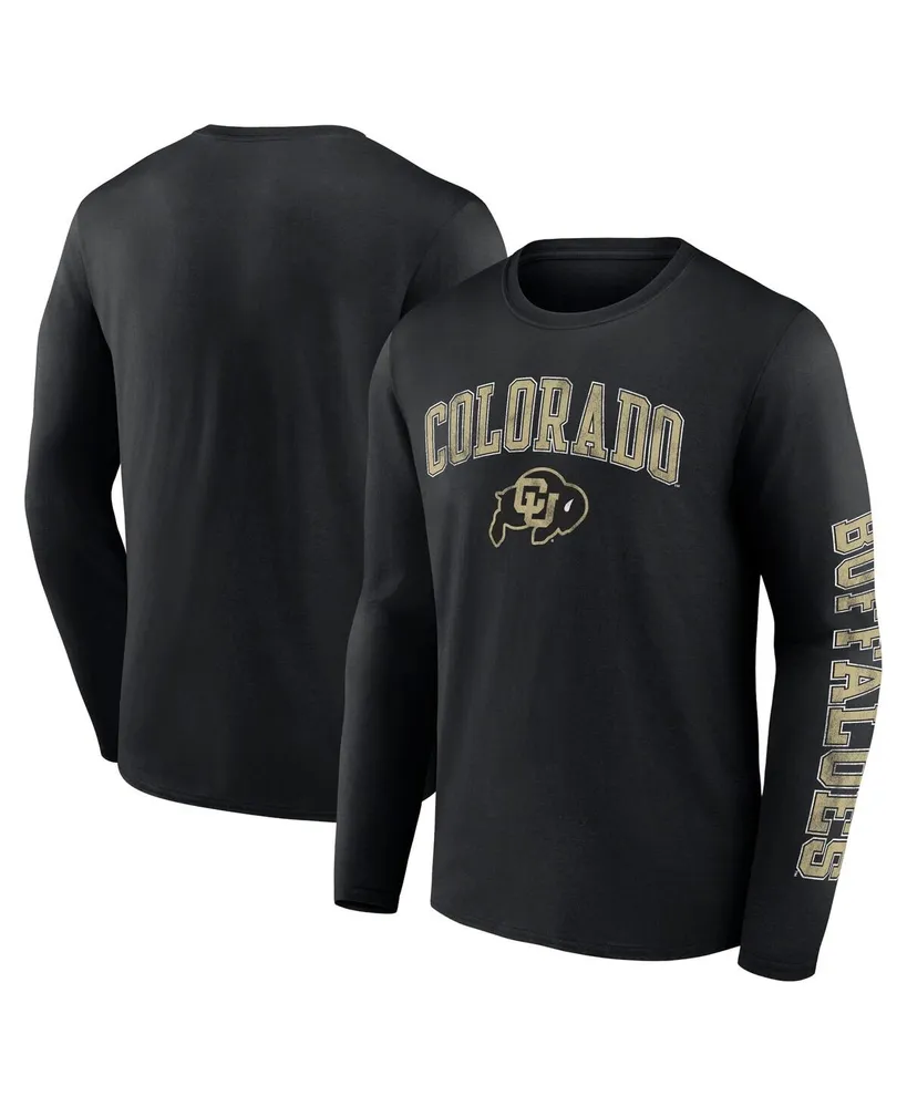 Men's Fanatics Black Colorado Buffaloes Distressed Arch Over Logo Long Sleeve T-shirt