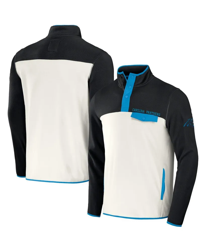 Men's Nfl x Darius Rucker Collection by Fanatics Black, Cream Carolina Panthers Micro Fleece Quarter-Snap Jacket