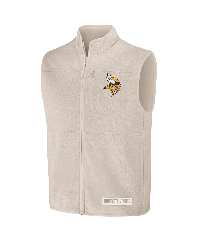 Men's Nfl x Darius Rucker Collection by Fanatics Oatmeal Minnesota Vikings Full-Zip Sweater Vest