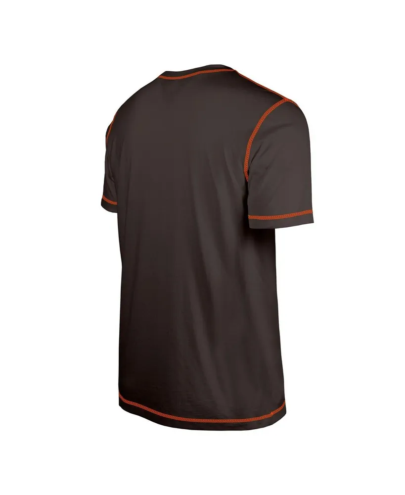 Men's New Era Brown Cleveland Browns Third Down Puff Print T-shirt