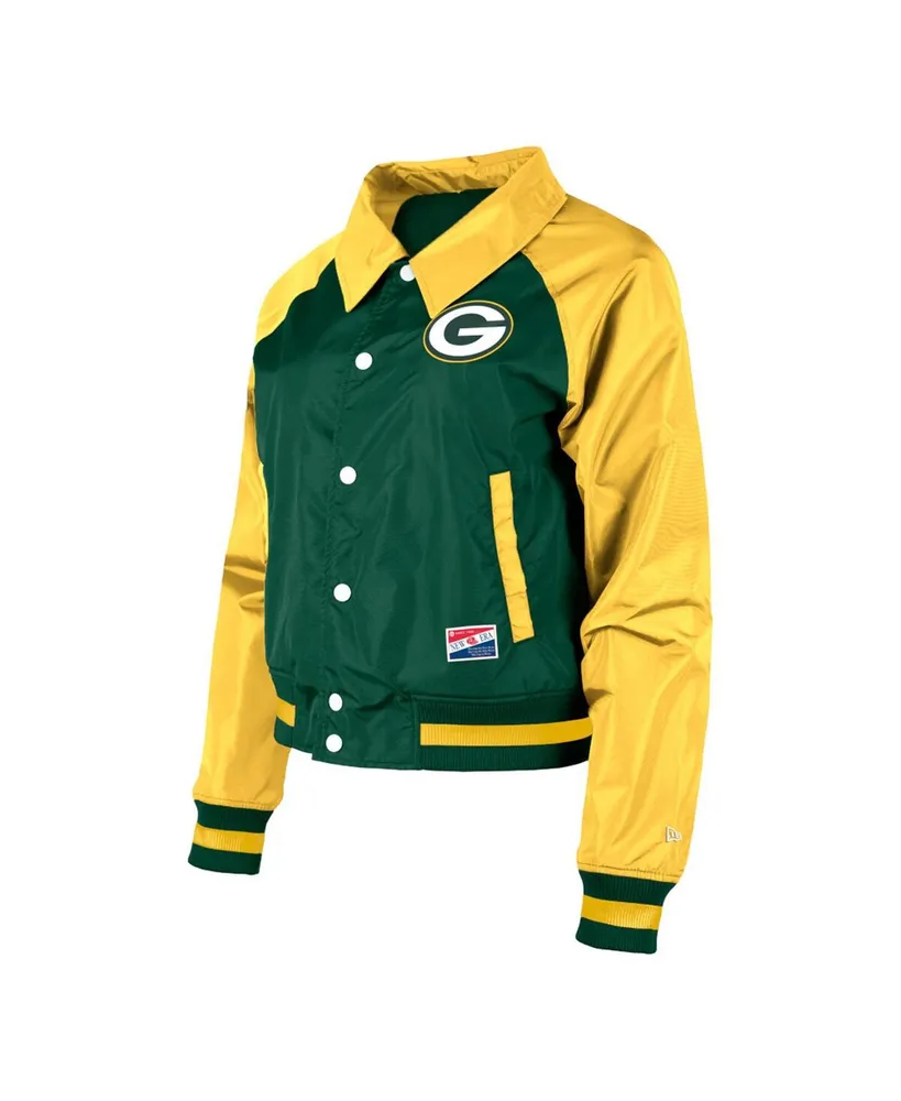 Women's New Era Green Bay Packers Coaches Raglan Full-Snap Jacket