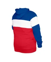 Men's New Era Royal Distressed England Patriots Big and Tall Throwback Colorblock Pullover Hoodie