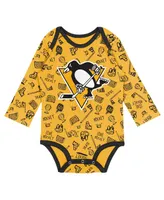 Infant Boys and Girls Gold Pittsburgh Penguins Dynamic Defender Long Sleeve Bodysuit