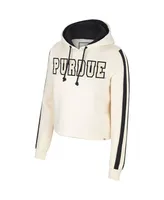 Women's Colosseum Cream Purdue Boilermakers Perfect Date Cropped Pullover Hoodie