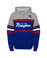 Big Boys Mitchell & Ness Gray New York Rangers Head Coach Pullover Hoodie