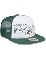 Men's New Era White, Green Green Bay Packers Banger 9FIFTY Trucker Snapback Hat