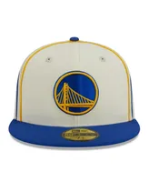 Men's New Era Cream, Royal Golden State Warriors Piping 2-Tone 59FIFTY Fitted Hat