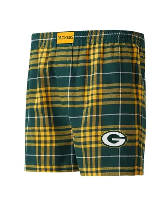 Men's Concepts Sport Green, Gold Green Bay Packers Concord Flannel Boxers