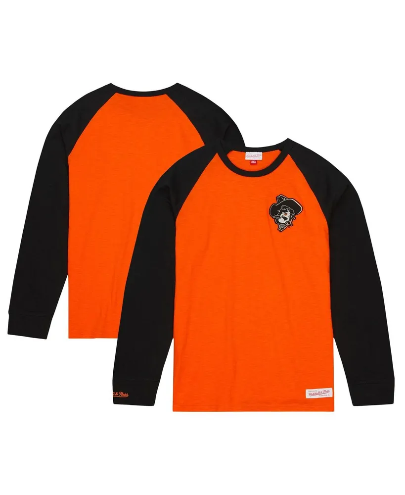 Men's Mitchell & Ness Orange Oklahoma State Cowboys Legendary Slub Raglan Long Sleeve T-shirt