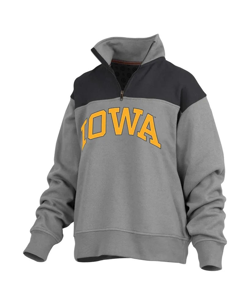 Women's Pressbox Gray Iowa Hawkeyes Avon Fleece Quarter-Zip Jacket