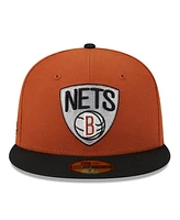Men's New Era Rust, Black Brooklyn Nets Two-Tone 59FIFTY Fitted Hat