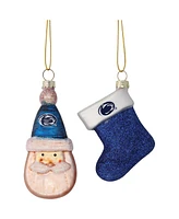 Penn State Nittany Lions Two-Pack Santa and Stocking Blown Glass Ornament Set