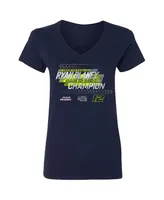 Women's Team Penske Navy Ryan Blaney 2023 Nascar Cup Series Champion Speed V-Neck T-shirt