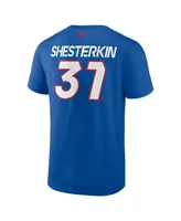 Men's Fanatics Igor Shesterkin Blue New York Rangers Authentic Pro Prime Name and Number T-shirt