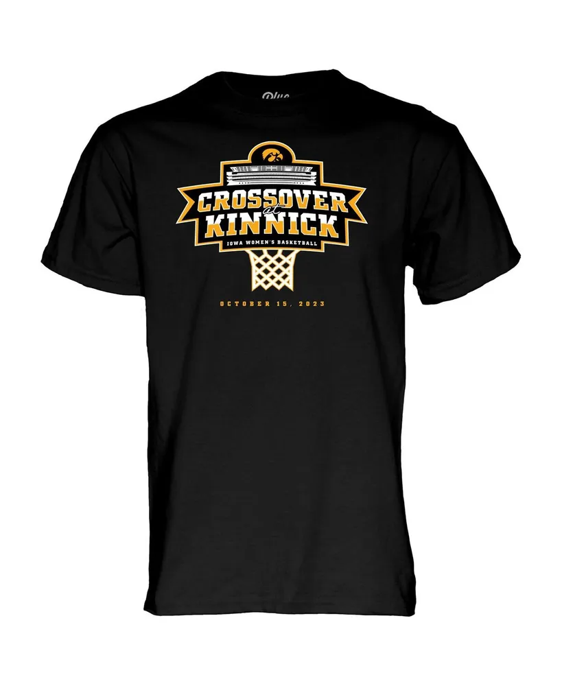 Men's and Women's Blue 84 Black Iowa Hawkeyes Basketball Crossover at Kinnick T-shirt