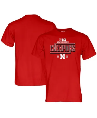 Men's and Women's Blue 84 Scarlet Nebraska Huskers 2023 Big Ten Soccer Regular Season Champions Locker Room T-shirt