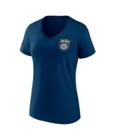 Women's Fanatics Navy San Diego Fc Primary Logo V-Neck T-shirt