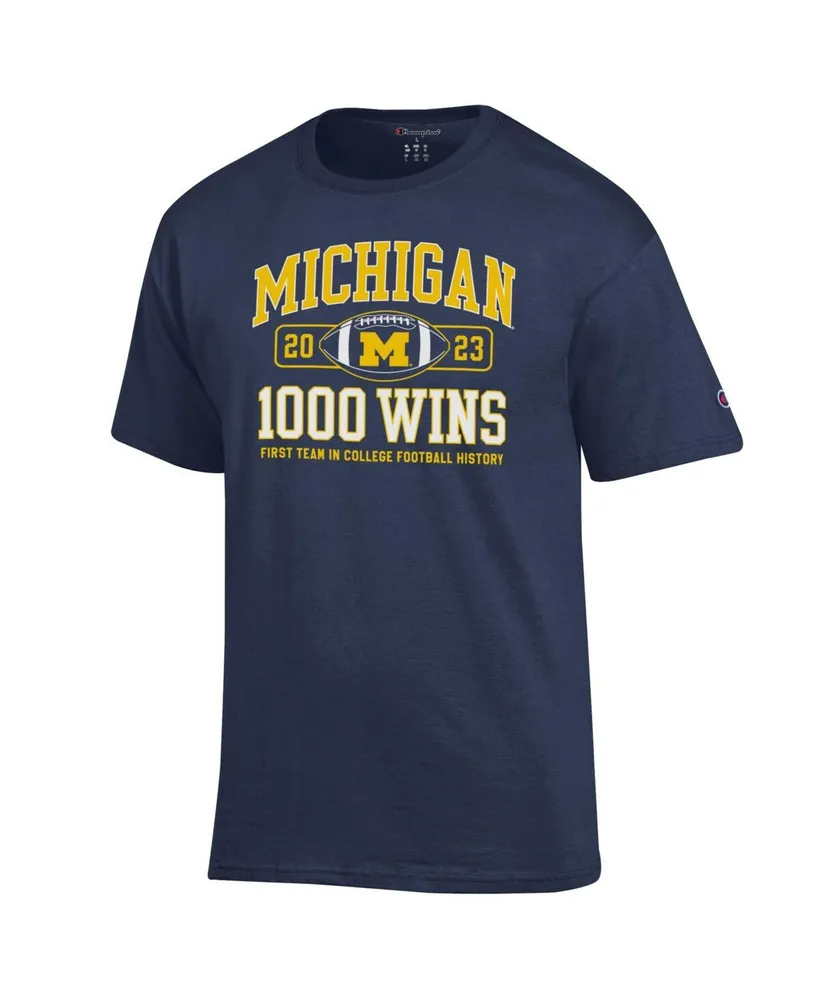Men's Champion Navy Michigan Wolverines Football 1,000 Wins T-shirt