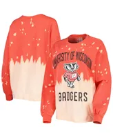 Women's Gameday Couture Red Distressed Wisconsin Badgers Twice As Nice Faded Dip-Dye Pullover Long Sleeve Top