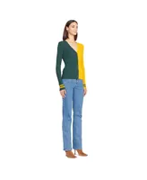 Women's Staud Green, Gold Green Bay Packers Cargo Sweater