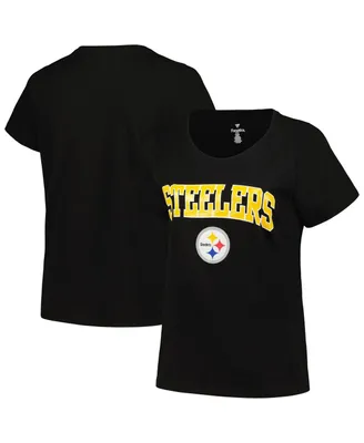 Women's Fanatics Black Pittsburgh Steelers Plus Size Arch Over Logo T-shirt