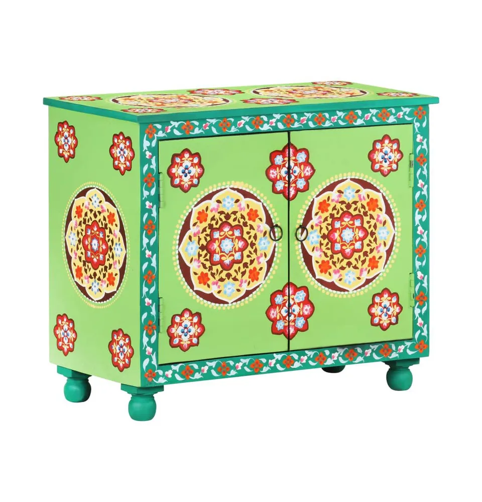 Hand Painted Sideboard Multicolor 27.6"x13.8"x23.6" Solid Mango Wood