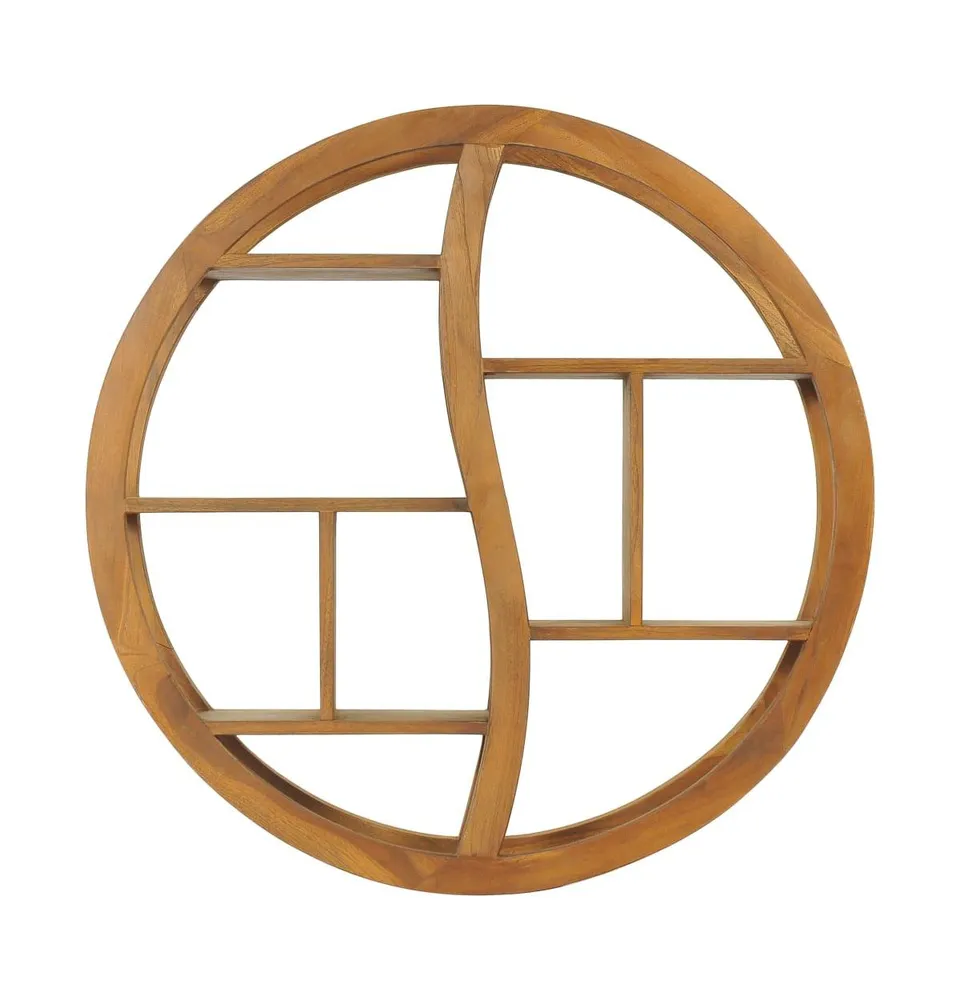 Yin Yang Wall Shelf 31.5"x6.9"x31.5" Solid Wood Teak
