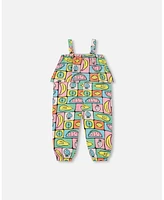 Girl Organic Cotton Jersey Jumpsuit Printed Fruits Square - Child