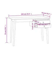 Desk with 2 Drawers 43.3"x20.5"x29.5" Solid Wood Teak