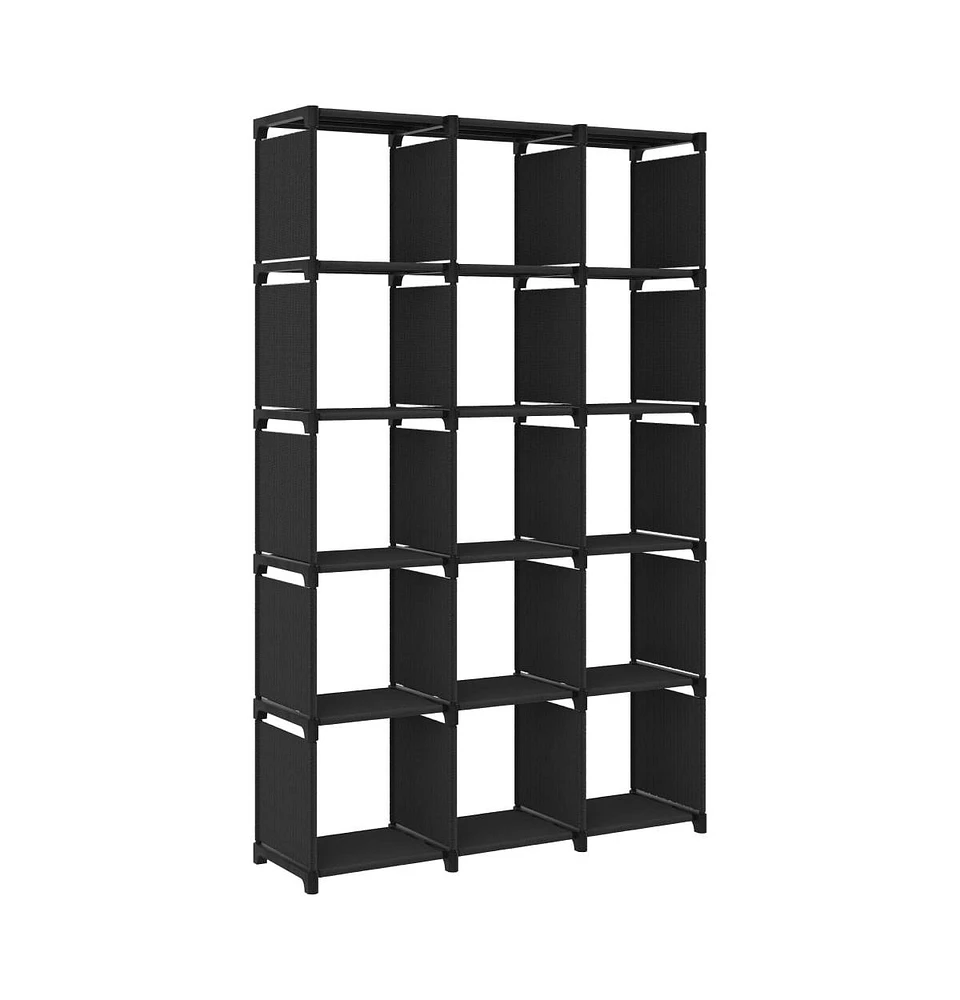 15-Cube Display Shelf Black 40.6"x11.8"x69.1" Fabric