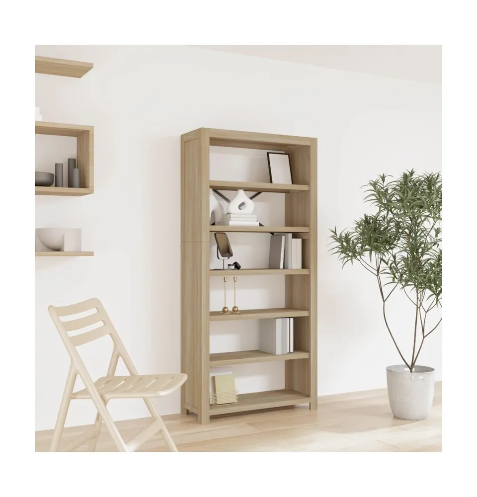 6-Tier Bookcase 31.5"x11.8"x66.9" Solid Wood Acacia