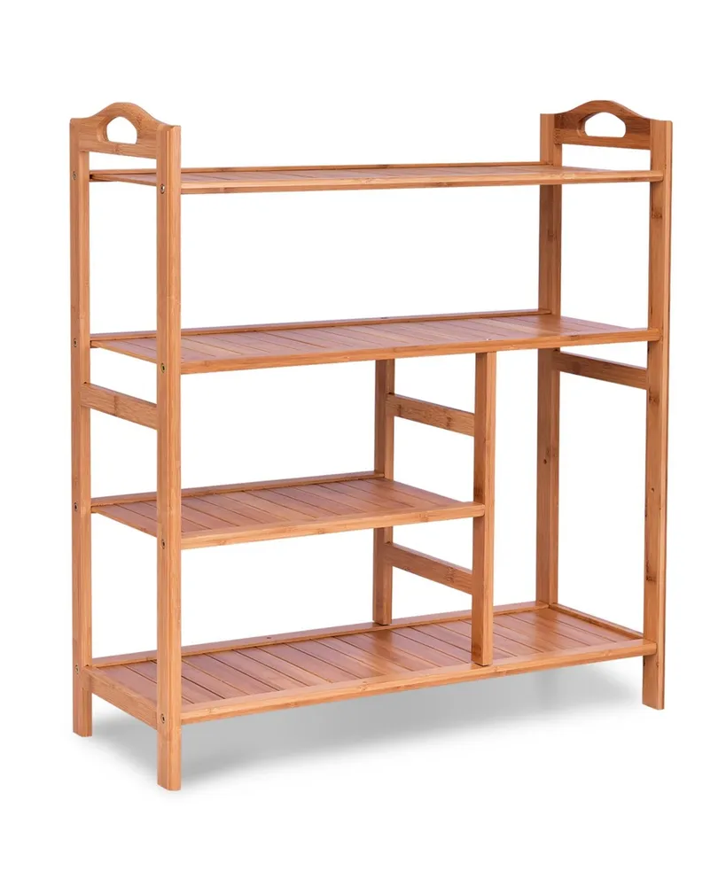 4 Tiers Multifunction Bamboo Storage Shoe Rack for Entryway Hallway