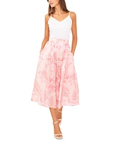 1.state Women's Printed Low Yoke Puffy Midi Skirt